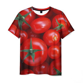 Мужская футболка 3D с принтом Томатная в Новосибирске, 100% полиэфир | прямой крой, круглый вырез горловины, длина до линии бедер | Тематика изображения на принте: tomato | vegan | vegetarian | будизм | веган | вегетарианство | йога | помидор | сыроедение | томат | фитнес | ягода