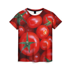 Женская футболка 3D с принтом Томатная в Новосибирске, 100% полиэфир ( синтетическое хлопкоподобное полотно) | прямой крой, круглый вырез горловины, длина до линии бедер | tomato | vegan | vegetarian | будизм | веган | вегетарианство | йога | помидор | сыроедение | томат | фитнес | ягода