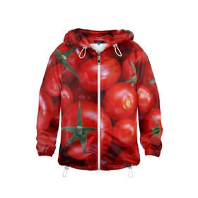 Детская ветровка 3D с принтом Томатная в Новосибирске, 100% полиэстер | подол и капюшон оформлены резинкой с фиксаторами, по бокам два кармана без застежек, один потайной карман на груди | tomato | vegan | vegetarian | будизм | веган | вегетарианство | йога | помидор | сыроедение | томат | фитнес | ягода