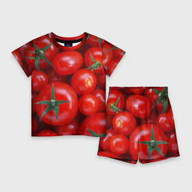 Детский костюм с шортами 3D с принтом Томатная в Новосибирске,  |  | tomato | vegan | vegetarian | будизм | веган | вегетарианство | йога | помидор | сыроедение | томат | фитнес | ягода