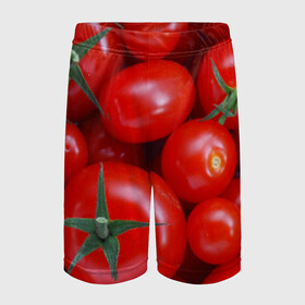 Детские спортивные шорты 3D с принтом Томатная в Новосибирске,  100% полиэстер
 | пояс оформлен широкой мягкой резинкой, ткань тянется
 | tomato | vegan | vegetarian | будизм | веган | вегетарианство | йога | помидор | сыроедение | томат | фитнес | ягода