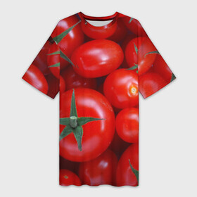 Платье-футболка 3D с принтом Томатная в Новосибирске,  |  | tomato | vegan | vegetarian | будизм | веган | вегетарианство | йога | помидор | сыроедение | томат | фитнес | ягода