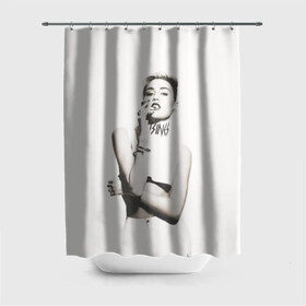 Штора 3D для ванной с принтом Miley в Новосибирске, 100% полиэстер | плотность материала — 100 г/м2. Стандартный размер — 146 см х 180 см. По верхнему краю — пластиковые люверсы для креплений. В комплекте 10 пластиковых колец | Тематика изображения на принте: cyrus | miley | майли | музыка | сайрус