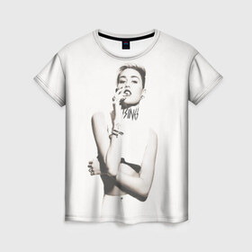 Женская футболка 3D с принтом Miley в Новосибирске, 100% полиэфир ( синтетическое хлопкоподобное полотно) | прямой крой, круглый вырез горловины, длина до линии бедер | Тематика изображения на принте: cyrus | miley | майли | музыка | сайрус