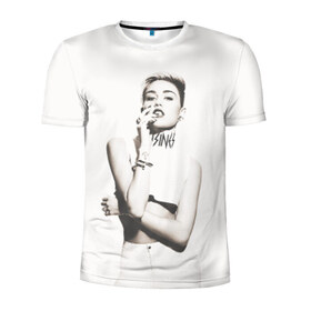 Мужская футболка 3D спортивная с принтом Miley в Новосибирске, 100% полиэстер с улучшенными характеристиками | приталенный силуэт, круглая горловина, широкие плечи, сужается к линии бедра | Тематика изображения на принте: cyrus | miley | майли | музыка | сайрус