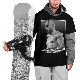 Накидка на куртку 3D с принтом Мигель Котто чб в Новосибирске, 100% полиэстер |  | boxing | бокс | боксер | котто | мигель анхель | мигель котто | спорт | чемпион мира