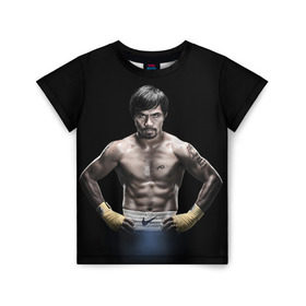 Детская футболка 3D с принтом Мэнни Пакьяо в Новосибирске, 100% гипоаллергенный полиэфир | прямой крой, круглый вырез горловины, длина до линии бедер, чуть спущенное плечо, ткань немного тянется | boxing | бокс | боксер | мэнни | мэнни пакьяо | пакьяо | спорт | чемпион мира