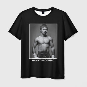 Мужская футболка 3D с принтом Мэнни Пакьяо чб в Новосибирске, 100% полиэфир | прямой крой, круглый вырез горловины, длина до линии бедер | boxing | бокс | боксер | мэнни | мэнни пакьяо | пакьяо | спорт | чемпион мира