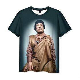 Мужская футболка 3D с принтом Каддафи 1 в Новосибирске, 100% полиэфир | прямой крой, круглый вырез горловины, длина до линии бедер | каддафи | муаммар каддафи | революция
