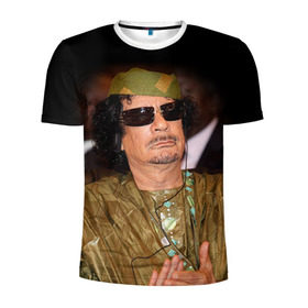 Мужская футболка 3D спортивная с принтом Каддафи 3 в Новосибирске, 100% полиэстер с улучшенными характеристиками | приталенный силуэт, круглая горловина, широкие плечи, сужается к линии бедра | каддафи | муаммар каддафи | революция