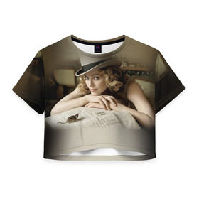 Женская футболка 3D укороченная с принтом Мадонна 1 в Новосибирске, 100% полиэстер | круглая горловина, длина футболки до линии талии, рукава с отворотами | madonna | мадонна | музыка
