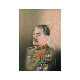 Обложка для паспорта матовая кожа с принтом Сталин 1 в Новосибирске, натуральная матовая кожа | размер 19,3 х 13,7 см; прозрачные пластиковые крепления | знаменитости | иосиф сталин | ретро | ссср