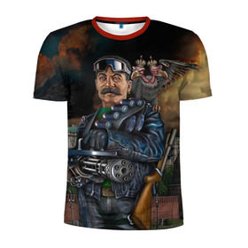 Мужская футболка 3D спортивная с принтом Сталин 3 в Новосибирске, 100% полиэстер с улучшенными характеристиками | приталенный силуэт, круглая горловина, широкие плечи, сужается к линии бедра | знаменитости | иосиф сталин | ретро | ссср