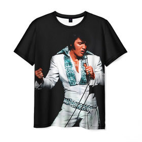 Мужская футболка 3D с принтом Элвис 3 в Новосибирске, 100% полиэфир | прямой крой, круглый вырез горловины, длина до линии бедер | elvis presley | rock n roll | музыка | ретро | рок н ролл | элвис пресли