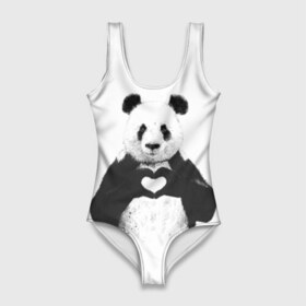 Купальник-боди 3D с принтом Панда Love в Новосибирске, 82% полиэстер, 18% эластан | Круглая горловина, круглый вырез на спине | панда
