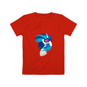 Детская футболка хлопок с принтом Vinyl Scratch в Новосибирске, 100% хлопок | круглый вырез горловины, полуприлегающий силуэт, длина до линии бедер | Тематика изображения на принте: dj pon3 | pony | vinyl | винил скретч | продукция с изображением винил скрэтчmy little pony