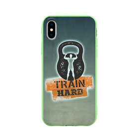 Чехол для Apple iPhone X силиконовый матовый с принтом Train hard 2 в Новосибирске, Силикон | Печать на задней стороне чехла, без боковой панели | bodybuilding | no pain no gain | train hard | бодибилдинг | качалка | пауэрлифинг | тренажерный | фитнес