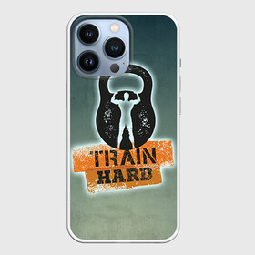Чехол для iPhone 13 Pro с принтом Train hard 2 в Новосибирске,  |  | bodybuilding | no pain no gain | train hard | бодибилдинг | качалка | пауэрлифинг | тренажерный | фитнес