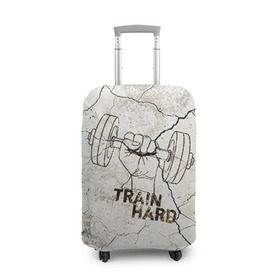 Чехол для чемодана 3D с принтом Train hard 5 в Новосибирске, 86% полиэфир, 14% спандекс | двустороннее нанесение принта, прорези для ручек и колес | bodybuilding | no pain no gain | train hard | бодибилдинг | качалка | пауэрлифинг | тренажерный | фитнес