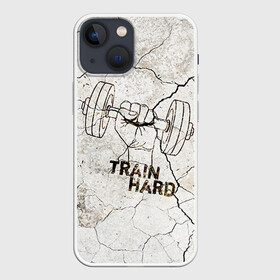 Чехол для iPhone 13 mini с принтом Train hard 5 в Новосибирске,  |  | bodybuilding | no pain no gain | train hard | бодибилдинг | качалка | пауэрлифинг | тренажерный | фитнес