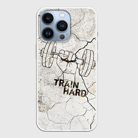 Чехол для iPhone 13 Pro с принтом Train hard 5 в Новосибирске,  |  | bodybuilding | no pain no gain | train hard | бодибилдинг | качалка | пауэрлифинг | тренажерный | фитнес