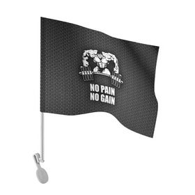 Флаг для автомобиля с принтом No pain no gain 2 в Новосибирске, 100% полиэстер | Размер: 30*21 см | bodybuilding | no pain no gain | train hard | бодибилдинг | качалка | пауэрлифинг | тренажерный | фитнес