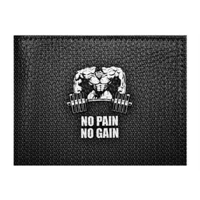 Обложка для студенческого билета с принтом No pain no gain 2 в Новосибирске, натуральная кожа | Размер: 11*8 см; Печать на всей внешней стороне | bodybuilding | no pain no gain | train hard | бодибилдинг | качалка | пауэрлифинг | тренажерный | фитнес