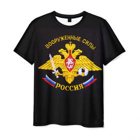 Мужская футболка 3D с принтом Вооруженные силы России в Новосибирске, 100% полиэфир | прямой крой, круглый вырез горловины, длина до линии бедер | вооруженные силы россии | эмблема