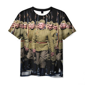 Мужская футболка 3D с принтом Вооруженные силы СССР в Новосибирске, 100% полиэфир | прямой крой, круглый вырез горловины, длина до линии бедер | Тематика изображения на принте: армия | вооруженные силы россии | парад | рэтро | ссср