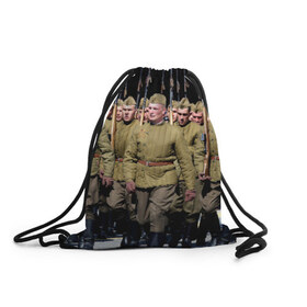 Рюкзак-мешок 3D с принтом Вооруженные силы СССР в Новосибирске, 100% полиэстер | плотность ткани — 200 г/м2, размер — 35 х 45 см; лямки — толстые шнурки, застежка на шнуровке, без карманов и подкладки | армия | вооруженные силы россии | парад | рэтро | ссср