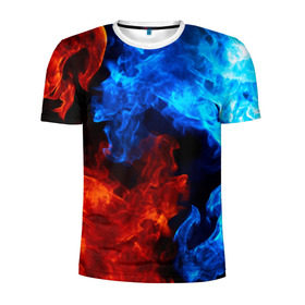 Мужская футболка 3D спортивная с принтом Битва огней в Новосибирске, 100% полиэстер с улучшенными характеристиками | приталенный силуэт, круглая горловина, широкие плечи, сужается к линии бедра | огонь