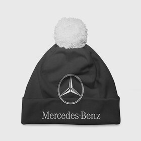 Шапка 3D c помпоном с принтом Mercedes в Новосибирске, 100% полиэстер | универсальный размер, печать по всей поверхности изделия | benz | mercedes