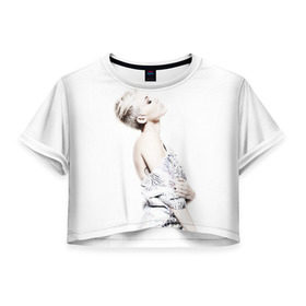 Женская футболка 3D укороченная с принтом Miley в Новосибирске, 100% полиэстер | круглая горловина, длина футболки до линии талии, рукава с отворотами | Тематика изображения на принте: cyrus | miley | майли | музыка | сайрус