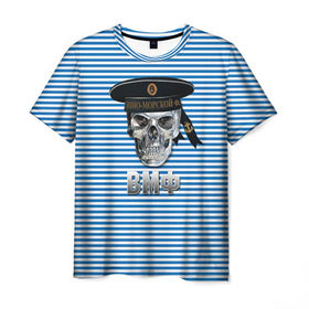 Мужская футболка 3D с принтом ВМФ в Новосибирске, 100% полиэфир | прямой крой, круглый вырез горловины, длина до линии бедер | армия | бескозырка | бф | вмф | войска | вооруженные силы | моряк | сф | тельник | тельняшка | тоф | флот | череп | чф