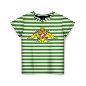 Детская футболка 3D с принтом Погранвойска в Новосибирске, 100% гипоаллергенный полиэфир | прямой крой, круглый вырез горловины, длина до линии бедер, чуть спущенное плечо, ткань немного тянется | армия | войска | вооруженные силы | пограничные войска | тельник | тельняшка