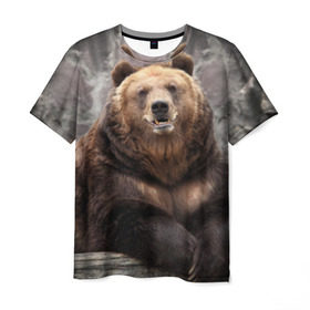 Мужская футболка 3D с принтом Русский медведь в Новосибирске, 100% полиэфир | прямой крой, круглый вырез горловины, длина до линии бедер | медведь | россия | русский | русский медведь
