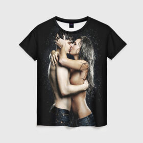 Женская футболка 3D с принтом Чувства в Новосибирске, 100% полиэфир ( синтетическое хлопкоподобное полотно) | прямой крой, круглый вырез горловины, длина до линии бедер | девушка | любовь | парень | поцелуй | страсть | торс | фото | чувства