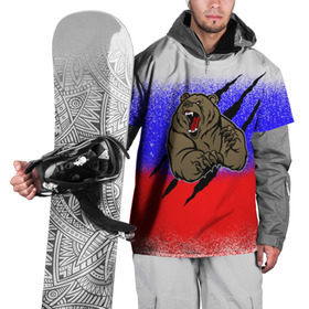 Накидка на куртку 3D с принтом Свирепый медведь в Новосибирске, 100% полиэстер |  | русь