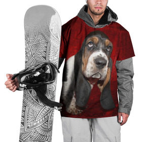 Накидка на куртку 3D с принтом Бассет-хаунд в Новосибирске, 100% полиэстер |  | бархат | бассет хаунд | взгляд | домашнее | животное | порода | собака | уши