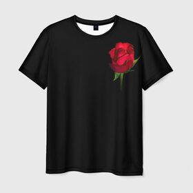 Мужская футболка 3D с принтом Розы за спиной в Новосибирске, 100% полиэфир | прямой крой, круглый вырез горловины, длина до линии бедер | за спиной | любовь | подарок | роза | розы | сюрприз | цветы | чувства