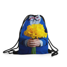 Рюкзак-мешок 3D с принтом Цветы в руках в Новосибирске, 100% полиэстер | плотность ткани — 200 г/м2, размер — 35 х 45 см; лямки — толстые шнурки, застежка на шнуровке, без карманов и подкладки | бабочка