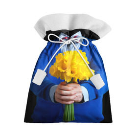 Подарочный 3D мешок с принтом Цветы в руках в Новосибирске, 100% полиэстер | Размер: 29*39 см | бабочка