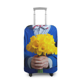 Чехол для чемодана 3D с принтом Цветы в руках в Новосибирске, 86% полиэфир, 14% спандекс | двустороннее нанесение принта, прорези для ручек и колес | бабочка