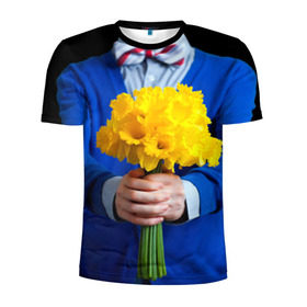 Мужская футболка 3D спортивная с принтом Цветы в руках в Новосибирске, 100% полиэстер с улучшенными характеристиками | приталенный силуэт, круглая горловина, широкие плечи, сужается к линии бедра | бабочка