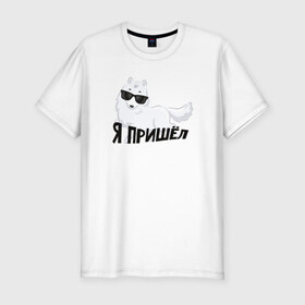 Мужская футболка премиум с принтом Песец в Новосибирске, 92% хлопок, 8% лайкра | приталенный силуэт, круглый вырез ворота, длина до линии бедра, короткий рукав | интернет прикол | песец | пришел | юмор