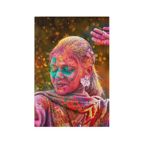Обложка для паспорта матовая кожа с принтом Индуистский фестиваль красок в Новосибирске, натуральная матовая кожа | размер 19,3 х 13,7 см; прозрачные пластиковые крепления | 