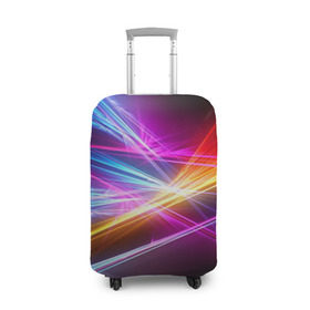 Чехол для чемодана 3D с принтом Лучи в Новосибирске, 86% полиэфир, 14% спандекс | двустороннее нанесение принта, прорези для ручек и колес | кислотный | лучи | обстракция | радуга | свет | спектр | цвет | цвета | яркие