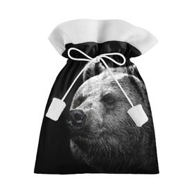 Подарочный 3D мешок с принтом Медведь в Новосибирске, 100% полиэстер | Размер: 29*39 см | бурый | дикий | животное | медведь | россия | символ | тайги | фото | хищник | хозяин | черно белое