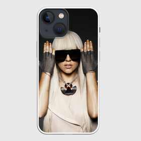 Чехол для iPhone 13 mini с принтом Lady Gaga в Новосибирске,  |  | Тематика изображения на принте: lady gaga | блондинка | звезда | знаменитость | леди гаага | очки | певица | поп | эпатаж | эпатажная