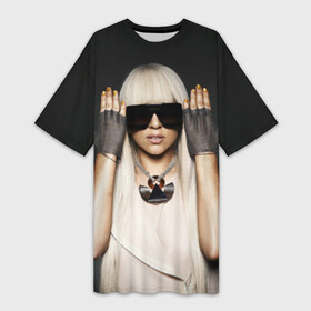 Платье-футболка 3D с принтом Lady Gaga в Новосибирске,  |  | lady gaga | блондинка | звезда | знаменитость | леди гаага | очки | певица | поп | эпатаж | эпатажная